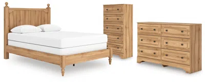 Ashley Galletyn Queen Panel Bed With Dresser And Chest In Warm Brown