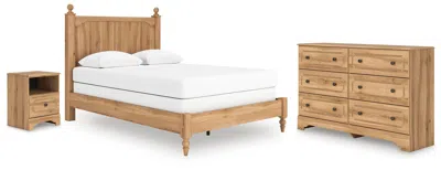 Ashley Galletyn Queen Panel Bed With Dresser And Nightstand In Warm Brown
