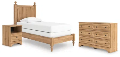 Ashley Galletyn Twin Panel Bed With Dresser And Nightstand In Warm Brown