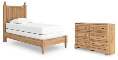 Ashley Galletyn Twin Panel Bed With Dresser In Warm Brown