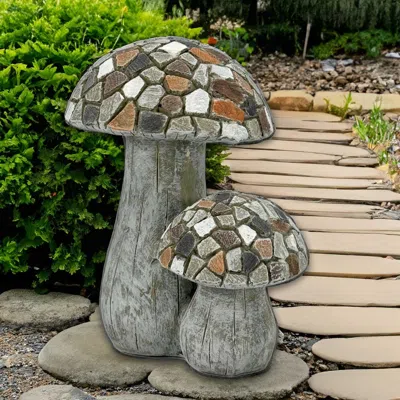 Ashley Galt International Mushroom Garden Statue In Gray