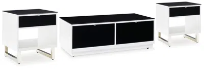 Ashley Gardoni Coffee Table With 2 End Tables In White/black