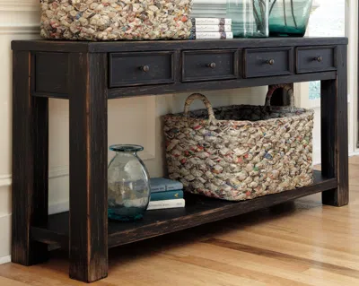 Ashley Gavelston 4 Drawers Sofa/console Table In Black