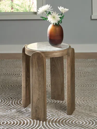Ashley Gavrilley Accent Table In Gray/white/brown