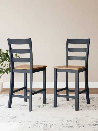 Ashley Gesthaven Counter Height Barstool In Natural/blue