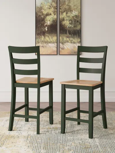 Ashley Gesthaven Counter Height Barstool In Natural/green