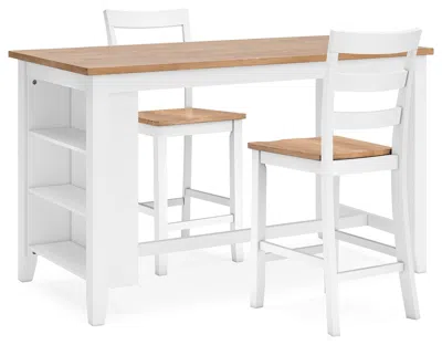 Ashley Gesthaven Counter Height Dining Table And 2 Barstools In Natural/white
