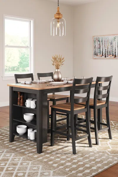 Ashley Gesthaven Counter Height Dining Table And 4 Barstools In Natural/brown