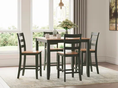 Ashley Gesthaven Dining Table And 4 Bar Stools In Natural/green