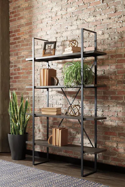 Ashley Gilesgrove 72" Bookcase In Black/gray
