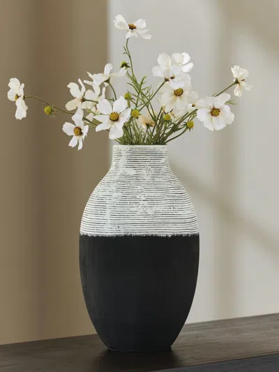 Ashley Girtha Vase In Antique White/black