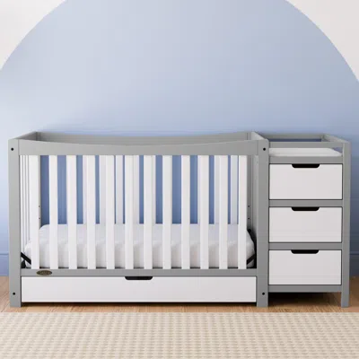 Ashley Graco Remi 4-in-1 Convertible Crib And Changer In Pebble Gray/white
