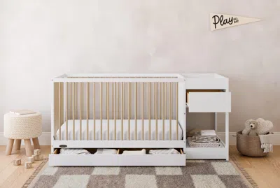 Ashley Graco Teddi 5-in-1 Convertible Crib And Changer With Storage Drawer In White/driftwood
