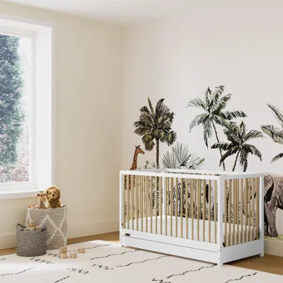 Ashley Graco Teddi 5-in-1 Convertible Crib With Drawer In White/driftwood