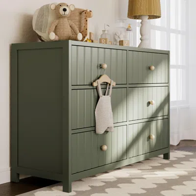 Ashley Graco Teddi 6 Drawer Double Dresser In Olive