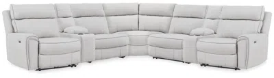 Ashley Grafton Pike 7-piece Dual Power Reclining Modular Sectional With Consoles In Pearl/ash
