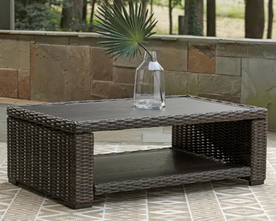 Ashley Grasson Lane Outdoor Coffee Table In Brown