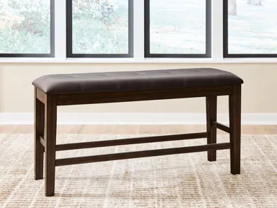Ashley Haddigan Counter Height Dining Bench Leather In Dark Brown