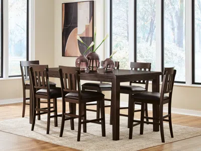Ashley Haddigan Counter Height Dining Table And 6 Barstools In Dark Brown