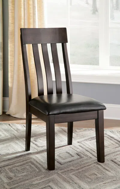 Ashley Haddigan Rake Back Upholstered Dining Chair Leather In Dark Brown