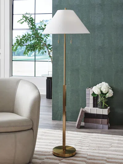 Ashley Haigwood Floor Lamp In Gold Finish