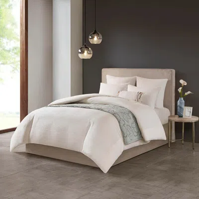 Ashley Hanae Full/queen Blend Yarn Dyed 3 Piece Duvet Cover Set In White