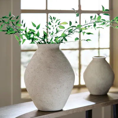 Ashley Hannela Polyresin Vase In Antique Tan