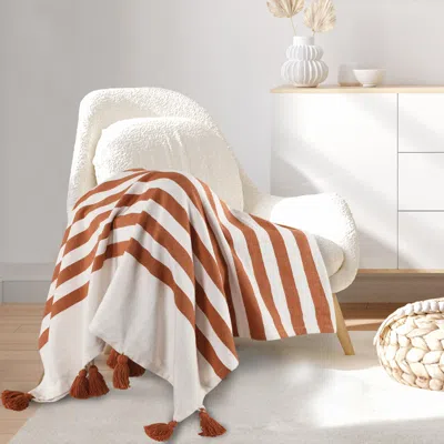 Ashley Harbor Striped Throw Blanket In Orange