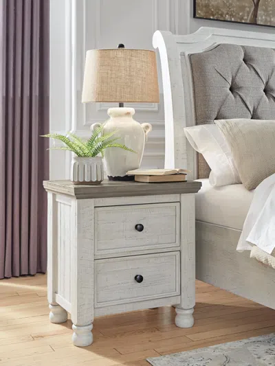 Ashley Havalance 26" 2 Drawer Charging Nightstand In Two-tone