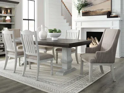 Ashley Havalance Dining Table And 6 Chairs In White/gray