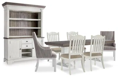 Ashley Havalance Dining Table And 6 Chairs With Storage In White/gray