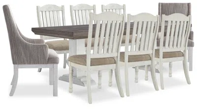 Ashley Havalance Dining Table And 8 Chairs In White/gray
