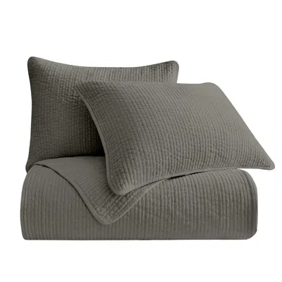 Ashley Hiend Accents Stonewashed 3-piece King Quilt Set In Gray