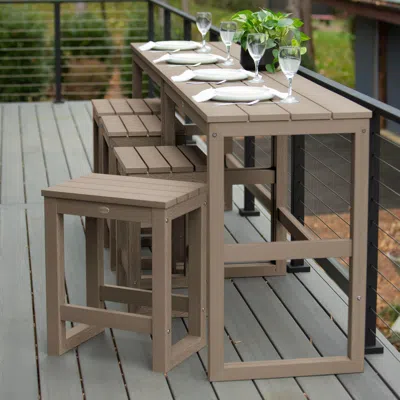 Ashley Highwood Monroe Outdoor Dining Table With 4 Stools In Woodland Brown