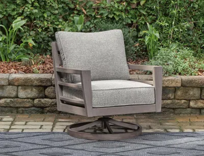 Ashley Hillside Barn Outdoor Swivel Lounge Chair In Gray/brown