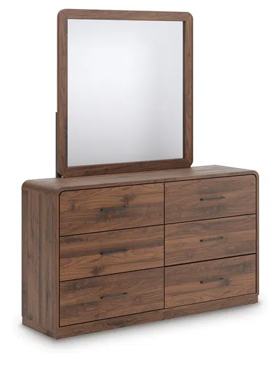 Ashley Hollinaze Dresser And Mirror In Walnut Brown