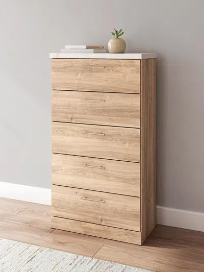 Ashley Holloway Chest Of Drawers In Tan/white