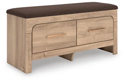 Ashley Hollymount Bedroom Storage Bench In Tan/brown