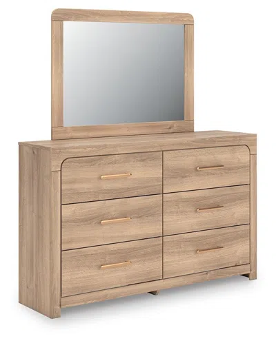 Ashley Hollymount Dresser And Mirror In Tan