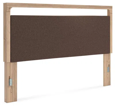 Ashley Hollymount King Upholstered Panel Headboard In Tan/brown