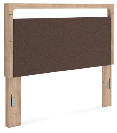 Ashley Hollymount Queen Upholstered Panel Headboard In Tan/brown