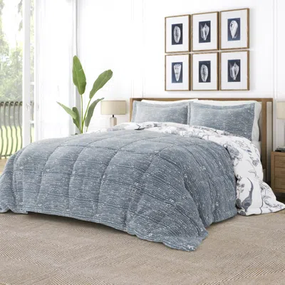 Ashley Home Collection Molly Botanicals Premium Down Alternative King 3-piece Comforter Set In Light Blue