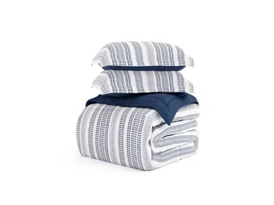 Ashley Home Collection Premium Down Alternative Farmhouse Dreams Reversible King Comforter Set In Navy