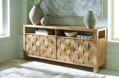 Ashley Hudwick Accent Cabinet In Natural Brown