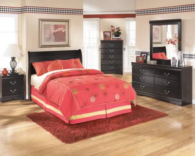 Ashley Huey Vineyard Full Sleigh Headboard In Black