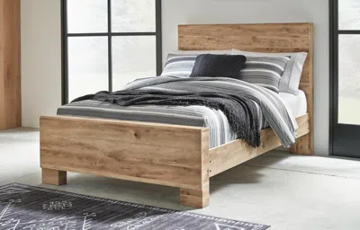 Ashley Hyanna Full Panel Bed In Tan Brown
