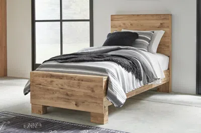 Ashley Hyanna Twin Panel Bed In Tan Brown