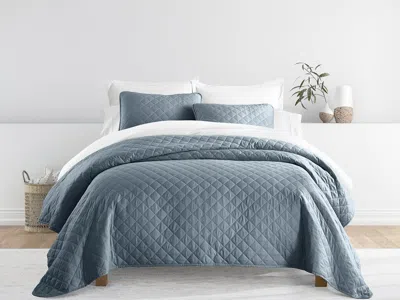Ashley Ienjoy Home All Season 2 Piece Twin/ Twin Xl Diamond Stitch Quilt Set With Shams In Dusk Blue