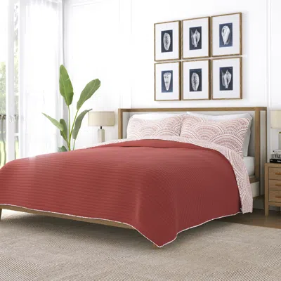 Ashley Ienjoy Home All Season 2 Piece Twin/ Twin Xl Scallop Reversible Quilt Set With Shams In Terracotta