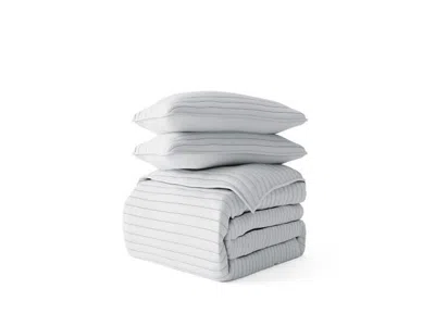 Ashley Ienjoy Home All Season 3 Piece King/california King Stripe Stitch Quilt Set With Shams In Light Gray